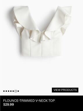 H&M White Ruffle V-Neck Camisole
